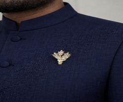 Golden Leaf Crystal Stone Brooch