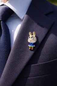 Cute Bunny Crystal Enamel Brooch